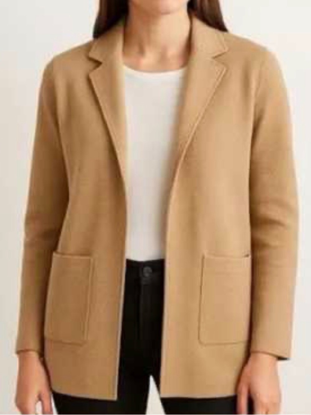 J Crew Sophie Women's Open Front Cotton Wool blend Sweater Jacket in Camel